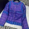 Women's Jackets Designer 23 Autumn/winter New Celebrity Patchwork with Light Mature Style and Thick Tweed Purple Coat O6Q2