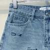 Kadın Pantolon Capris Designer 2023 Yaz Yeni Ürün Avrupa Nakış Mektubu İnce A-Line Sıcak Küçük Kokulu Kot Şort KMSW