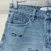 Kvinnors byxor capris designer 2023 sommar ny produkt europeisk broderi brev smal a-line varm liten doft denim shorts kmsw