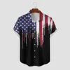 T-shirts pour hommes Casual American Independence Day Patchwork Shirt Short Short à manches courte Bouton Bouteau Top Turn