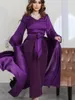 Roupas étnicas Índia Dubai Abaya Party 2 Peça Set para Mulheres Macacão de Cetim Manto Surs Vestido de Baile Vestidos de Casamento Prom Marrocos Caftan