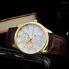 Montre-bracelets 2023 Genève Men sur les hommes de bruns en cuir brun quartz reloj de hombre relogio masculino erkek analog kol saati stocks