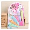 Ciseaux De Bureau 1 Set Kawaii En Plastique Pour Coupe-Papier Scrapbooking Enfants Fournitures Scolaires Papeterie Coréenne Drop Delivery Business Ind Dh4Nq