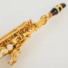 SX90II Soprano Saxophone Gold Nickel B Flat Soprano مستقيم مع رقبة ، علبة ، لسان حال ، القفازات ، القصب