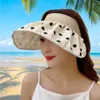 Wide Brim Hats 2023 Women's Summer Hat Empty Top Shell Sun Anti-UV Long Polka Dots Foldable Beach Travel Visor