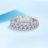 Anillos de racimo Winwos Princess Square Mosanite D Color S925 Plata 18K Oro blanco Esmeralda Anillo de diamante completo Adecuado para novias femeninas