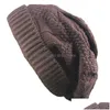 6 colori moda twist cappello hip-hop piviere bordo inverso lavorato a maglia autunno e inverno caldo pile di lana uni consegna di goccia Dhjrd