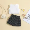 Clothing Sets Summer Toddler Girls Clothes Kids Solid Sleeveless Ribbed Vest Irregular Button Skirt Children Outfits Baby