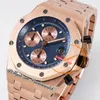 APF 42mm 26238or A4404 Automatisk kronograf Mens Watch Rose Gold Blue Textured Dial Stick rostfri Stee Armband Exclusive Technology Super Edition Puretime B2