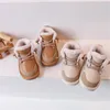 Botas 2023 inverno bebê para meninos couro quente pelúcia meninas sapatos impermeáveis antiderrapante moda criança crianças neve