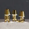 Tischlampen Italien Little Golden Man Design Kleine Lampe Touch Dim Led Nachtlicht Augenschutz Lesen Schlafzimmer Nachttischlampen