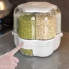 Barattoli per biscotti 6Grid Griglia rotante Dispenser per cereali e riso Sigillato Cereali Secchio separato Contenitore per alimenti secchi Scatola rotonda per serbatoio di stoccaggio 230410