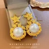 Łańcuchy kwiatowe liść perłowe okrągłe kolczyki pierścieniowe styl francuski elegancki kolczyki na uszach przesadzony lekki luksus dla kobiet