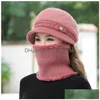 Chapéus cachecóis conjuntos de lã inverno gorros senhora chapéu cachecol respirável lã de malha newsboy chapéus para mulheres pescoço proteção quente dhgarden dh5zg