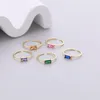 Anneau d'amour de designer 925 STERLING RETRO Square Color Treasure Ring Femmes Thin Circle Open Wwdding Party Ring Gift