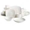 Plates Gibson Home Hill 30-Piece Dinnerware Set White Dinner Plate China