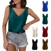 Damestanks mouwloze faux satijn zijden tanktops vrouwen zomer backless camisole spaghetti riem top v nek basic wit y2k