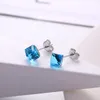 Boucles d'oreilles YUN RUO Mode Cube Zircon Cristal Boucle D'oreille Or Rose Couleur Femme Cadeau D'anniversaire Titane Acier Bijoux Ne Se Fanent Jamais En Gros