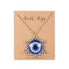 I Bulk Devil's Eye Pendant Halsband för män Kvinnliga legering Diamond Turkish Blue Evil Eye Halsband med presentkortskort