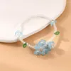 Charmarmband koreanska söta blommor bohemiska färgglada kristallpärlade handgjorda elastiska armband för kvinnor mode smycken pulceras