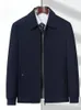 Men's Jackets Mature Men Smart Casual Navy Blue Jacket Turn Down Collar Zipper Front Elastic Rib Hem Basic Coat Male Leisure Clothing Spring