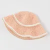 Breda randen hattar Korea Stylish Summer For Women Fashion 2023 Straw Visor Pearl Hat and Caps Crochet Bucket Beach Accessories