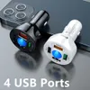 4 포트 차량 USB 충전기 퀵 충전 3.0 3.1a Samsung S22 Xiao iPhone 14 13 MP3 GPS 전화 충전기 어댑터에 대한 빠른 충전