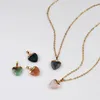 Pendant Necklaces BOROSA Art Deco Mix Color Multi-kind Stone Golden Plated Natural Heart Moonstone Faceted For Women Jewelry