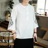 Ethnische Kleidung Sommer Männer Leinenhemd Chinesischen Stil Retro Lässige Baumwolle Tops Plus Größe Sticken Traditionellen Asiatischen Tang-Anzug Für Mann 30716