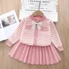 Clothing Sets Korean Children's Knitted Top Suit For 2023 2 PCS Autumn Girls Sweaters Skirts Kids Outerwear Knitwear Dress Clothings