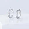 Boucles d'oreilles à tige 1 paire matériel S925 en argent Sterling 1 rangée CZ pierre griffe cadre Bling Out cercle pour femmes hommes unisexe JewelryStudStud