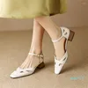 Dress Shoes 2023 Summer Sandals Retro Genuine Leather Roman Casual French Square Toe Hollow Out GLADIATOR Thick Heel Women