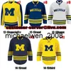 Kob Weng 2016 New Custom Mens Womens Kids 1 Steve Racine 11 Zach Hyman NCAA Michigan Jerseysゴールキーパーカットアイスホッケージャージ