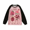 Felpe con cappuccio da donna Dopamine Design Y2k Magliette Colore a contrasto Stampa cartoon Maniche lunghe Magliette Primavera Casual Allentato Tutte le partite Abbigliamento donna