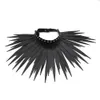 Chokers Exaggerated Gothic PU Leather Long Tringe Necklaces Women Punk Leather Necklaces Strange Handmade Jewelry 230410