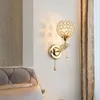Wall Lamp Hallway With G9 Light Bulb 3 Colors Crystal Sconces Bedroom Pull Chain Switch Bedside