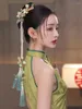 Haarspangen, klassische chinesische frische grüne Haarnadel, Brautblumen-Kopfschmuck, Vintage-Haarschmuck, handgefertigtes Hochzeitsaccessoire