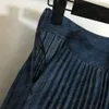 Gonne di jeans pieghettate con lettera in metallo Abito per donna Gonna di design sfumata Abito corto a vita alta