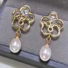 Dangle Earrings Fresh Water Pearl Drop Pendant 18K Gold Plated Cultured CARNIVAL Gift FOOL'S DAY VALENTINE'S Fashion Wedding Diy