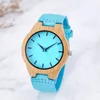 Montres-bracelets Creative Bleu Imitation Bois Montre Hommes Femmes Montres Couple Poignet Amant Horloge Naturel Brun Reloj Mâle