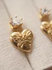 Orecchini a bottone Love Butterfly Vintage greco dorato mini personalità in rilievo cuore dolce piercing