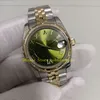 상자 여성 자동 시계 여성 31mm 278273 옐로우 골드 스틸 올리브 녹색 다이얼 다이아몬드 VI 스무스 베젤 기계 손목 시계 시계