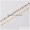 Anklets 2Pcs/Set Luxury Colorf Crystal Star Tassel Anklets For Women Bohe Geometry Water Drop Layered Foot Chains Jewelry Dr Dhgarden Dhghz