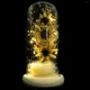 Декоративные цветы Искусственный подсолнух со светодиодными гирляндами в стеклянном куполе Зачарованная цветочная лампа на День Святого Валентина Матери Подсолнухи