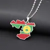 Pendant Necklaces Enamel Drop Oil Ethiopia Oromia Map Flag Necklace For Women Girls Stainless Steel Oromo Jewelry Ethnic Party Gifts