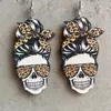 Dangle Chandelier July 4 American Independence Day Female Skull Earrings Leopard Print Tiedyed Baseball Softball Sports Wooden Earrings Jewelry Z0411