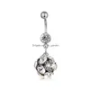 Navel Bell Button Rings D0153 Jewelry Ball Stone Belly Ring Mix Colors Drop Delivery Body Dhgarden Oth4G