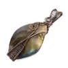 Pendentif Colliers Quartz Naturel Irrégulier Labradorite Antique Fil De Cuivre Enveloppé Minéral Gris Pierre De Lune Charme Pendentifs Bijoux Faits À La Main