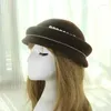 Cappelli a tesa larga 2023 Cappello di lana nera Donna Berretto Autunno Inverno Fedora Perla Elegante Cloche Feltro Abito femminile