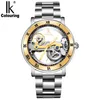 Zegarek na rękę ik męskie zegarki najlepsze marka luksusowy automatyczny zegarek mechaniczny męski puste przezroczyste stalowe stalowe 5 atm wodoodporne 231110